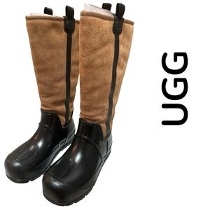 UGG Raincloud Tall Chestnut Suede and Rubber Waterproof Boots